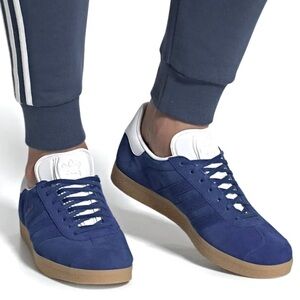 Adidas Gazelles in Royal Blue Suede with Gum Sole